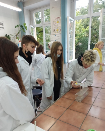 Uczniowie klasy biologiczno-chemicznej 1C w akcji